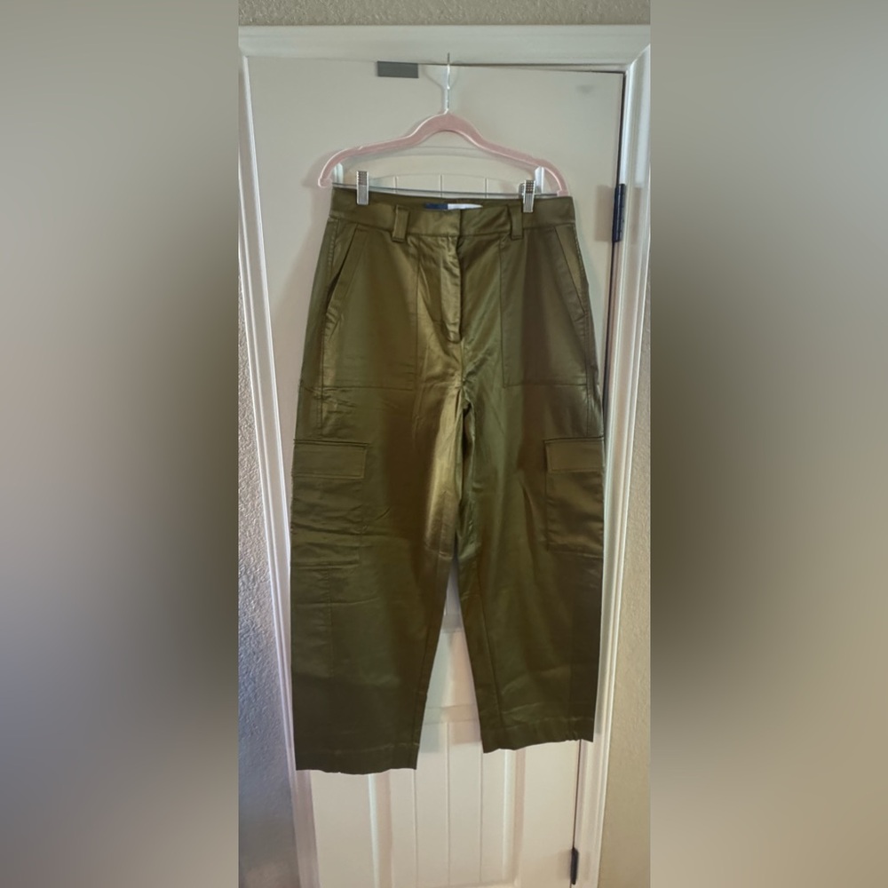 Old Navy Women's Satin Olive Cargo Trousers Size 10-long